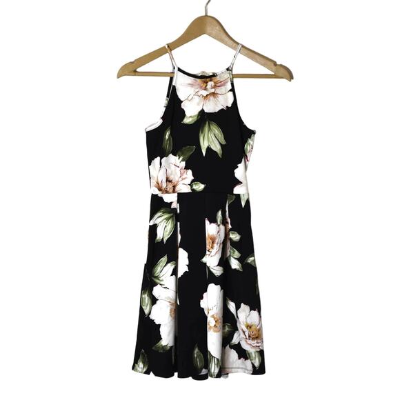 Monteau Black Floral Dress Size XS - Picture 2 of 3